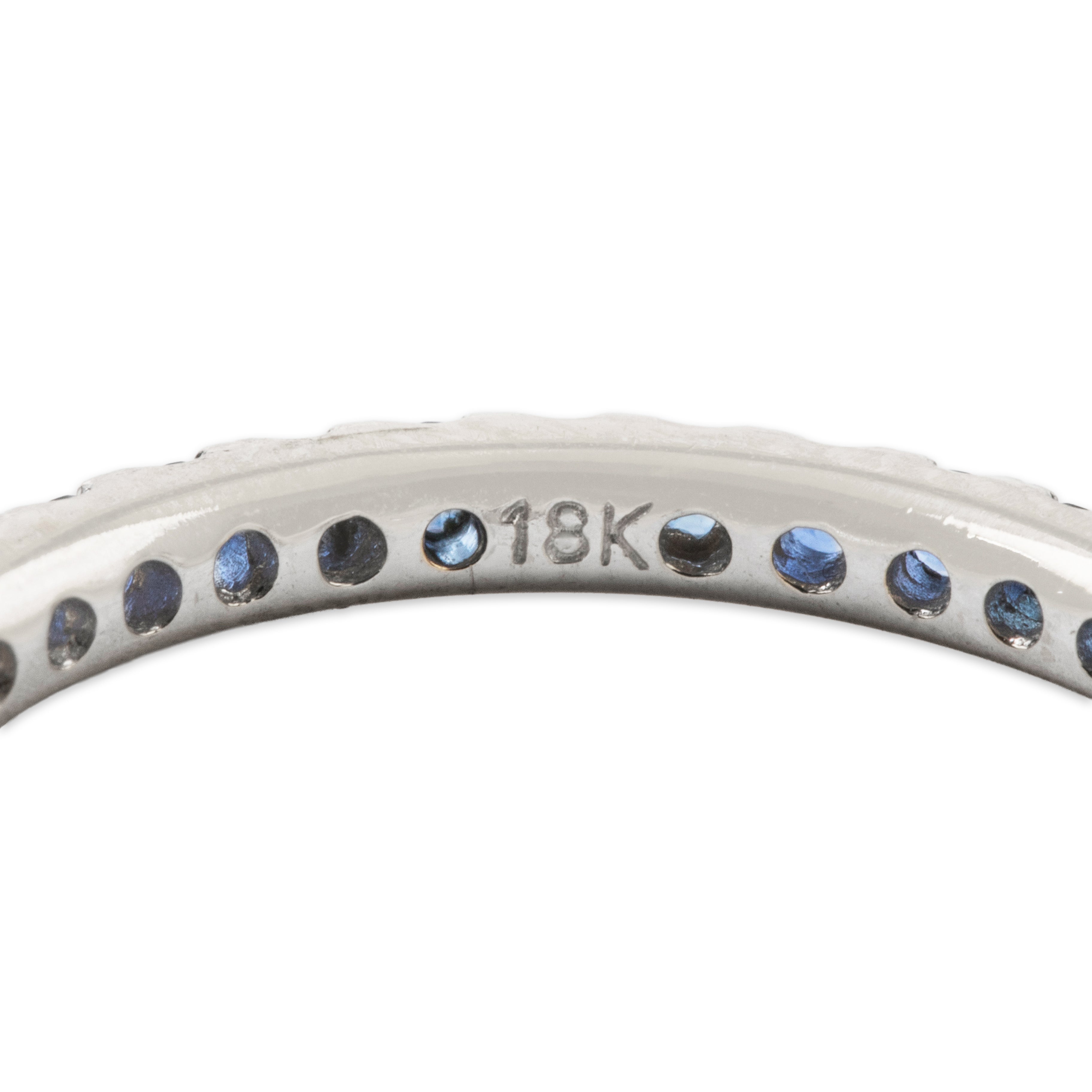 Vintage 18k White Gold Blue Sapphire Eternity Band Ring 6.00、mySite、hinf8tx79