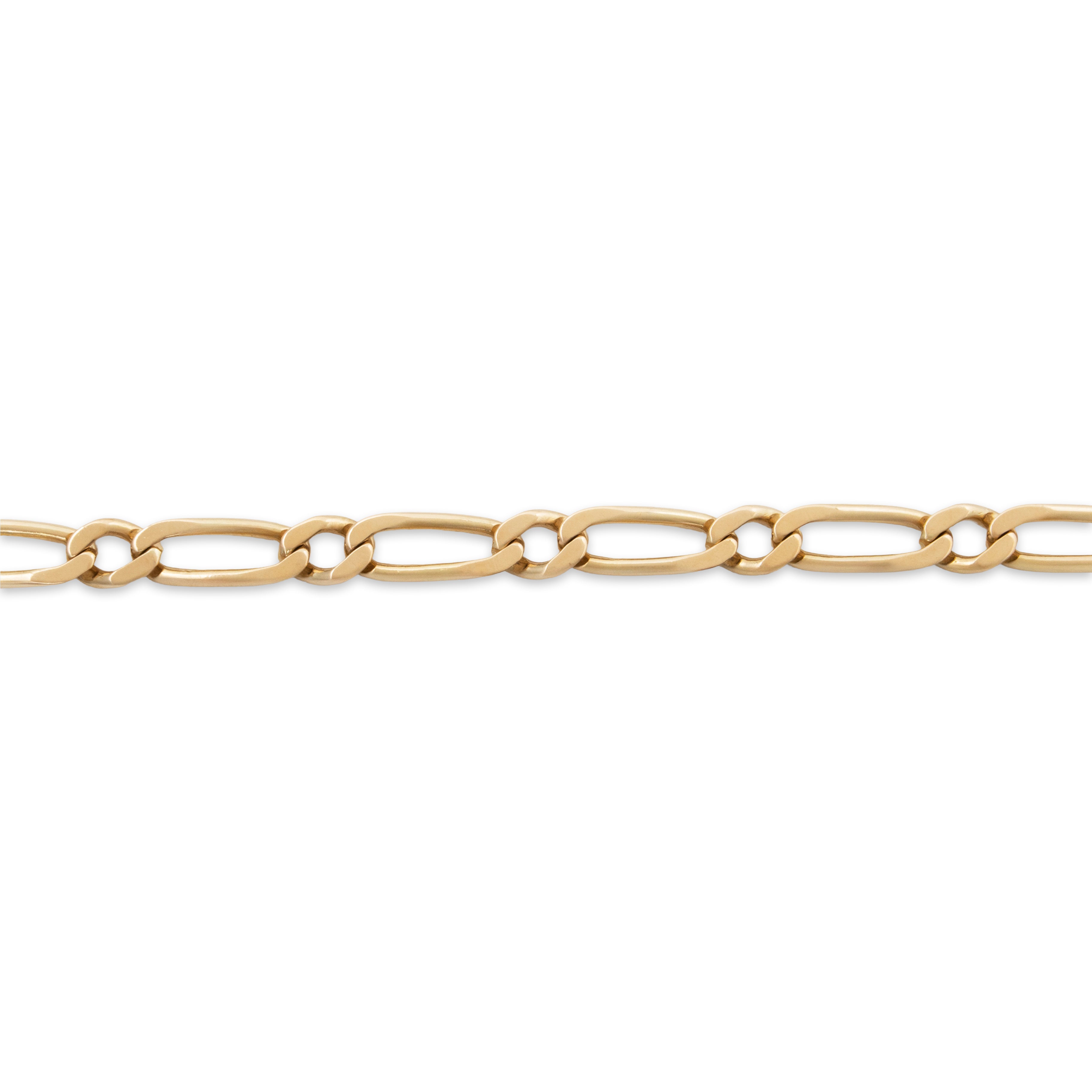 Vintage Heavy Italian 14k Yellow Gold Oversize Figaro Chain Link Bracelet 7.5、mySite、hinf8tx79
