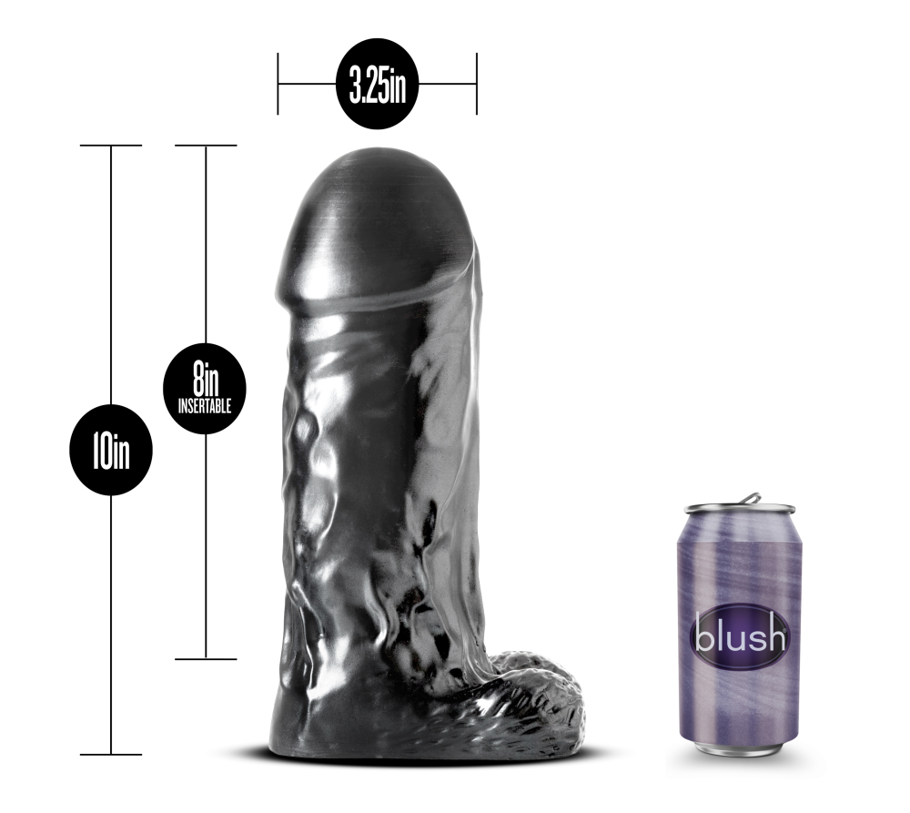 Jet By Blush® | Destroyer Realistic Carbon Metallic Black 10-Inch Long Dildo With Balls、mySite、bottomscart