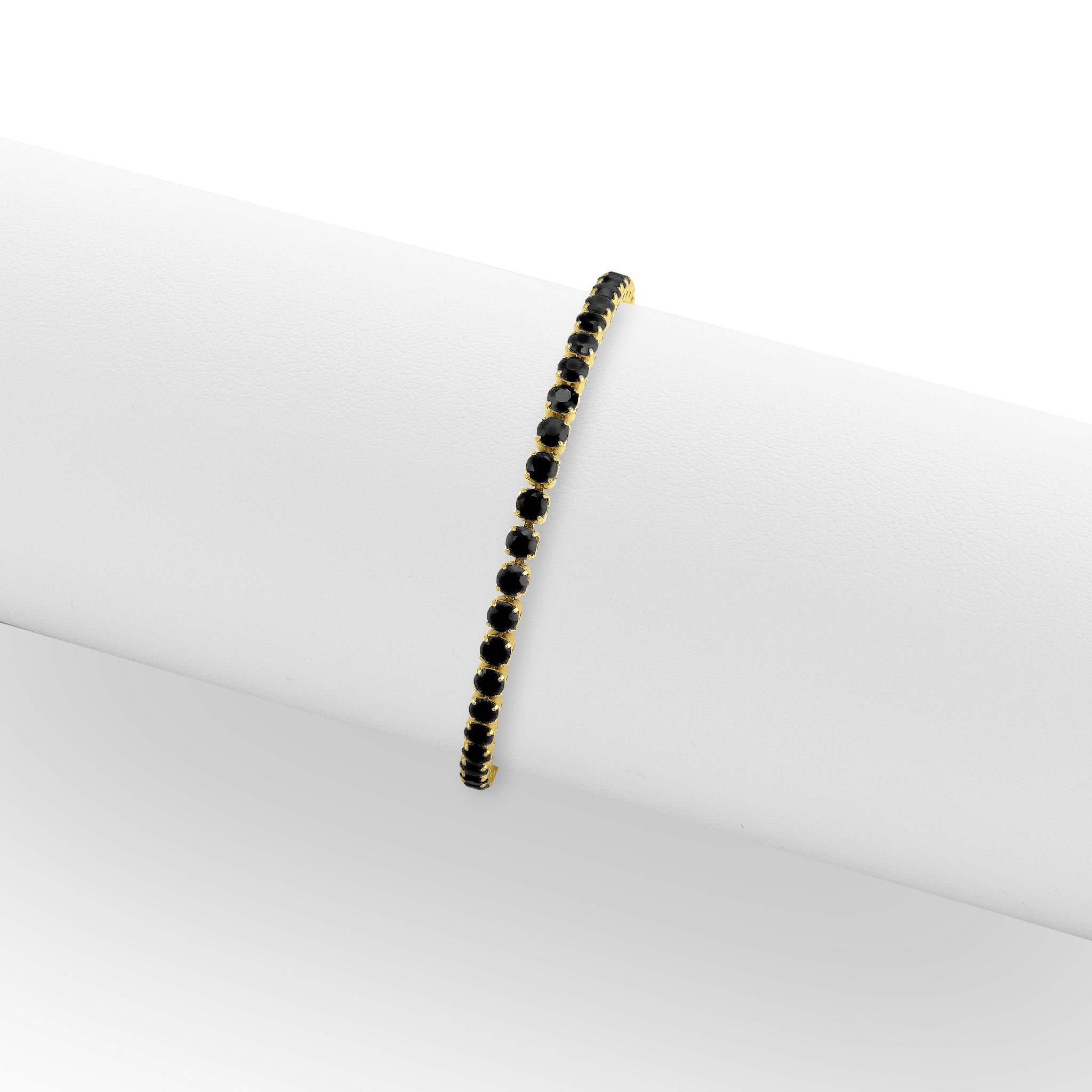 18K Gold PVD Stainless Steel Jet Rhinestone Tennis Chain Bracelet / TBR0004、mySite、dreamappss