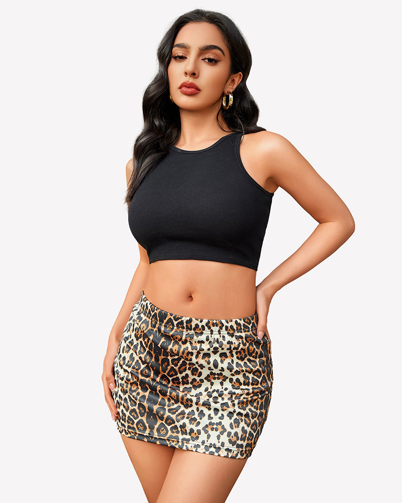 Pencil Bodycon Y2K Leopard Print Mini Skirt、mySite、bengalsvssteelers