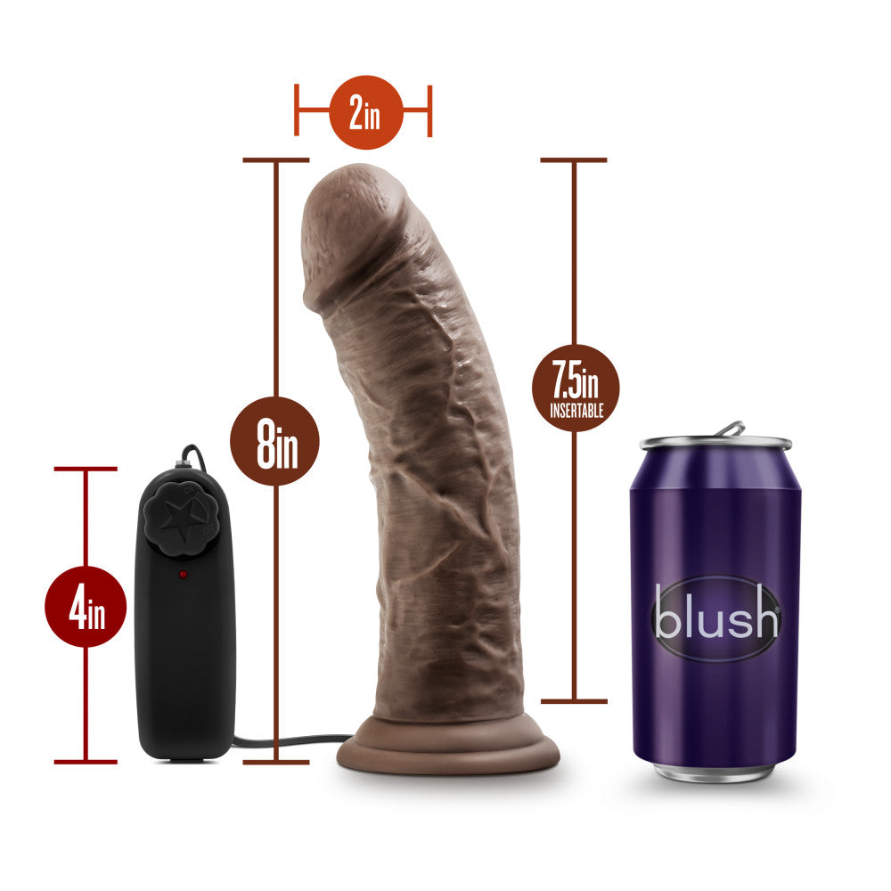 Dr. Skin By Blush® | Dr. Joe Realistic Chocolate 8-Inch Long Remote Control Vibrating Dildo With Suction Cup Base、mySite、bottomscart