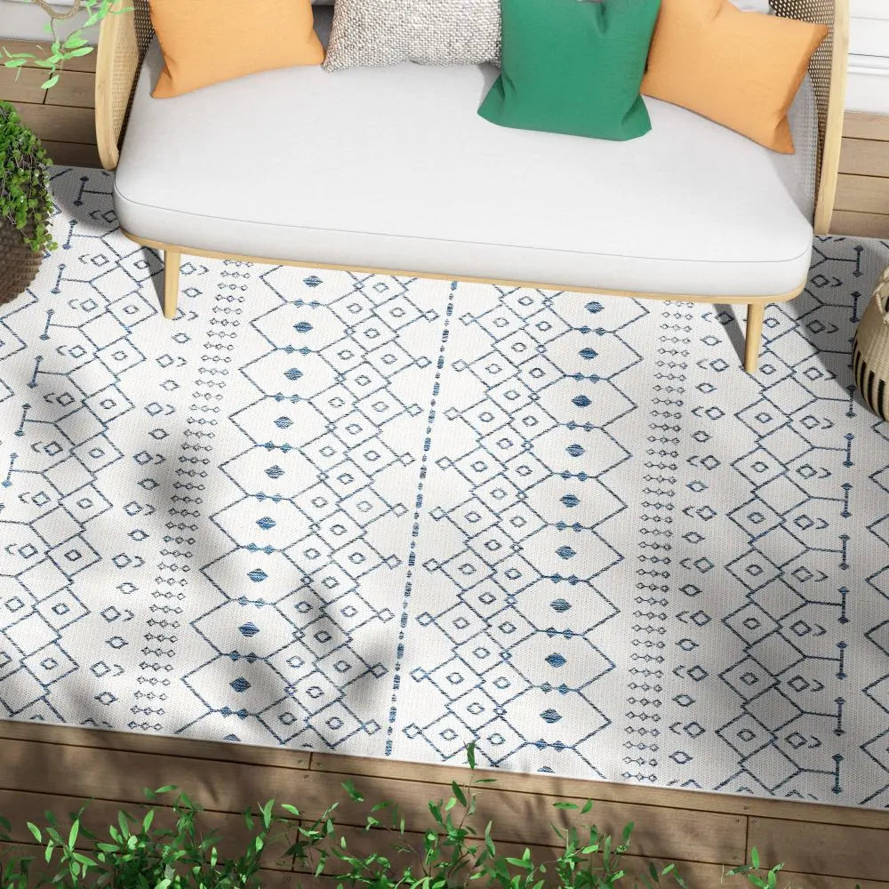 Nord Moroccan Tribal Indoor Outdoor Light Blue Flatweave Rug、mySite、gigharbornorthrealestate