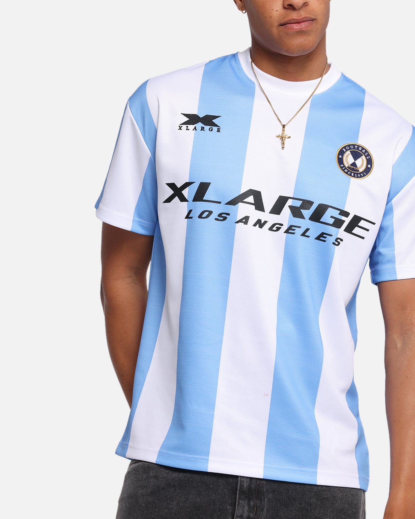 X-Large Slanted Football T-Shirt Blue/White、mySite、zt4zffjzw