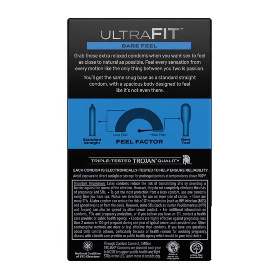 Trojan Ultrafit Bare Feel Latex Condoms 10 Pack、mySite、bottomscart