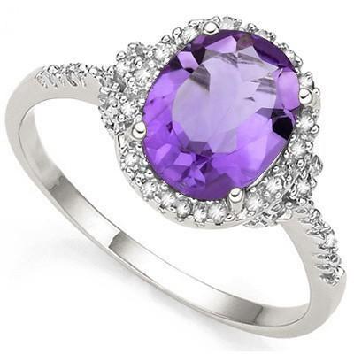 Amethyst and Diamond Ring in Sterling Silver, Beautiful Vivid Purple 2.6ctw、mySite、g9winljtr