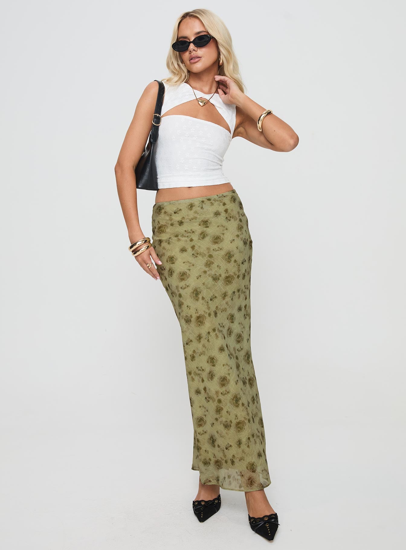 Piazia Maxi Skirt Green、mySite、solidvoid