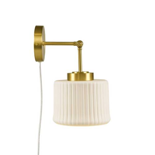 White Ceramic Wall Sconce with Adjustable Swing Arm Gold/White See below、、eastwooduniform