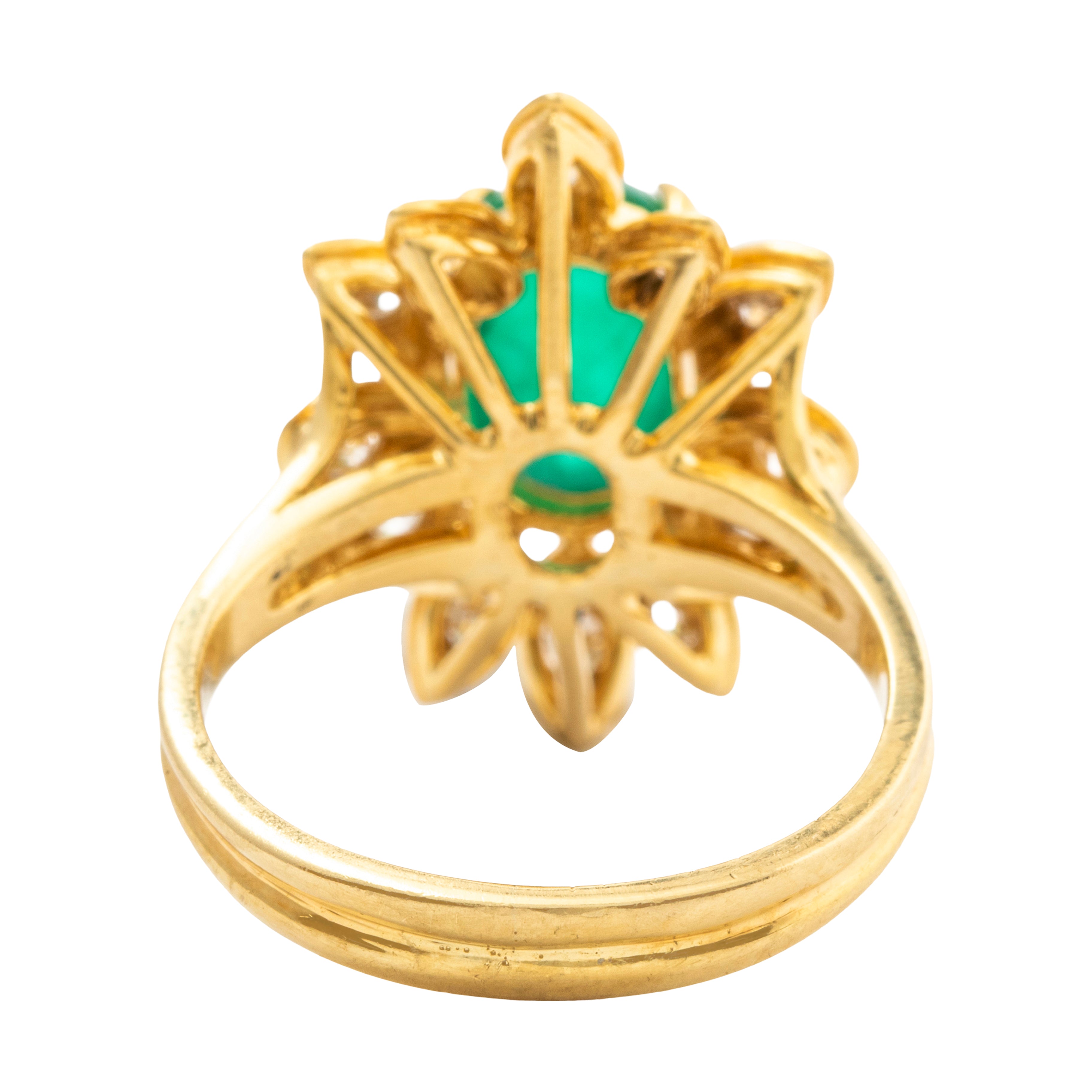 Vintage 18k Yellow Gold 3.5ct Emerald .58cttw Diamond Cocktail Ring 6.5、mySite、hinf8tx79