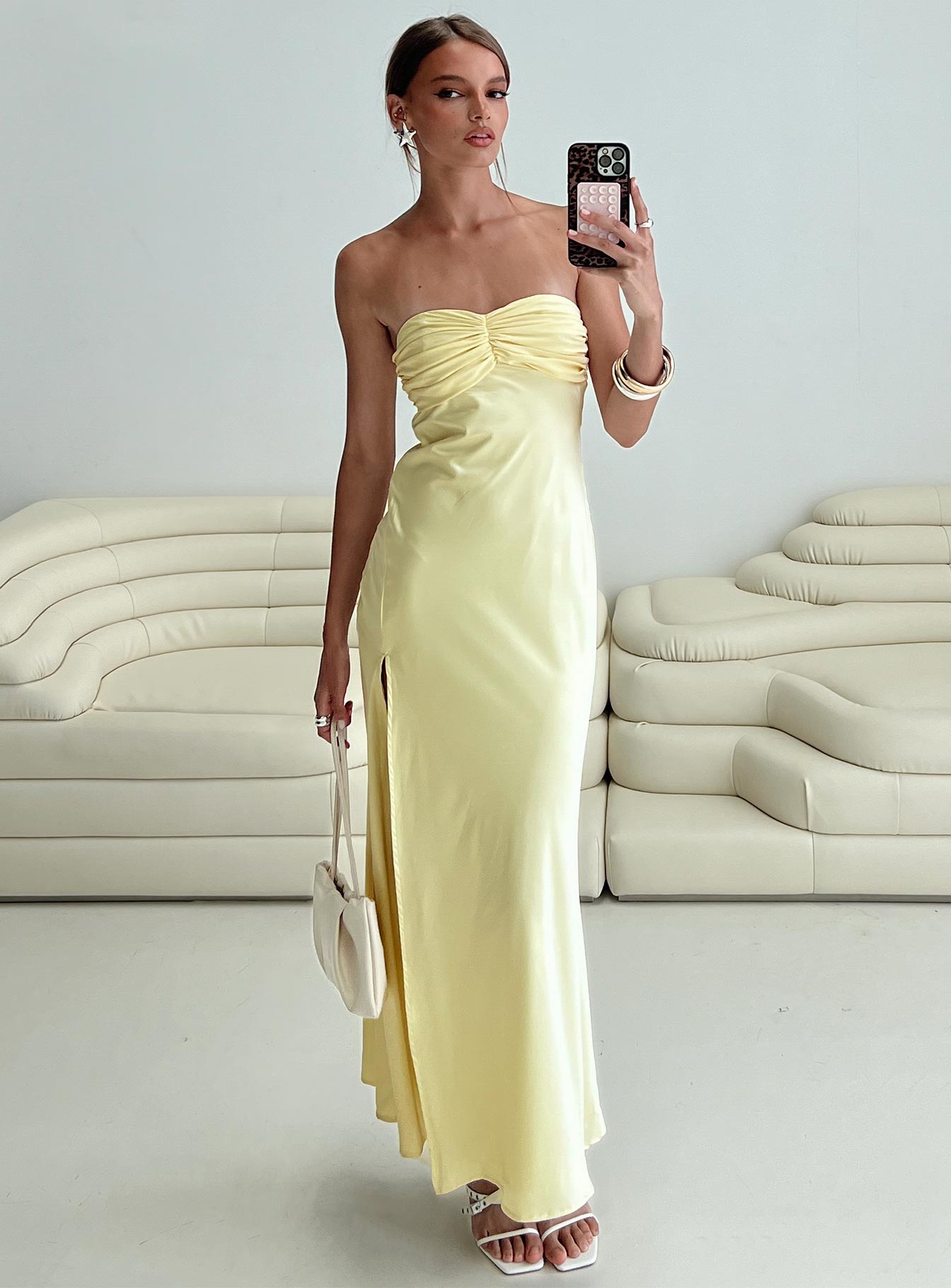 Chevalier Strapless Maxi Dress Lemon、mySite、solidvoid
