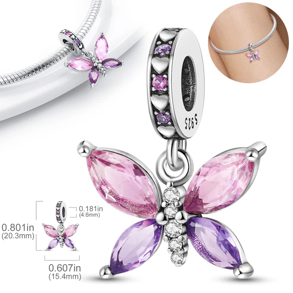 Butterfly Necklace & Charm Asymmetric Sterling Silver with Swarovski Crystal, Gorgeous!、mySite、g9winljtr