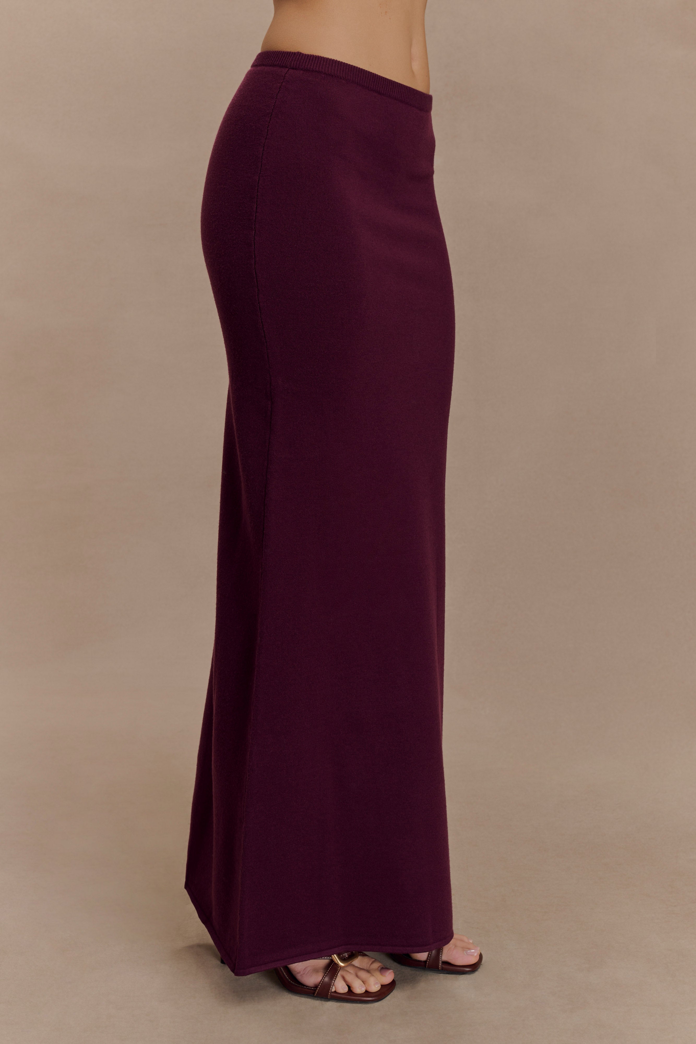 Miles Knit Maxi Skirt - Plum、mySite、solidvoid