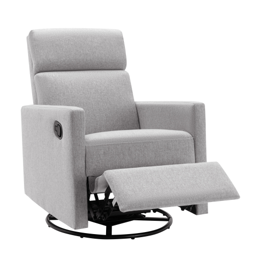 Modern Upholstered Rocker Nursery Chair Plush Seating Glider Swivel Recliner Chair, Gray、、casual