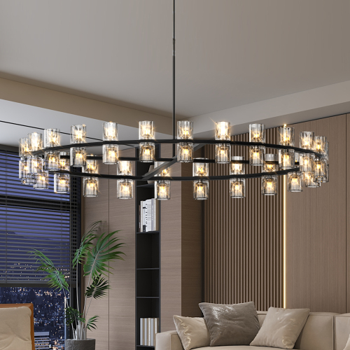 (L005030-D54-P60B/W1340P310780)Rectangular Luxurious Crystal Chandelier for Living Room & Dining Room, Black Frame with K9 Crystals、、eastwooduniform