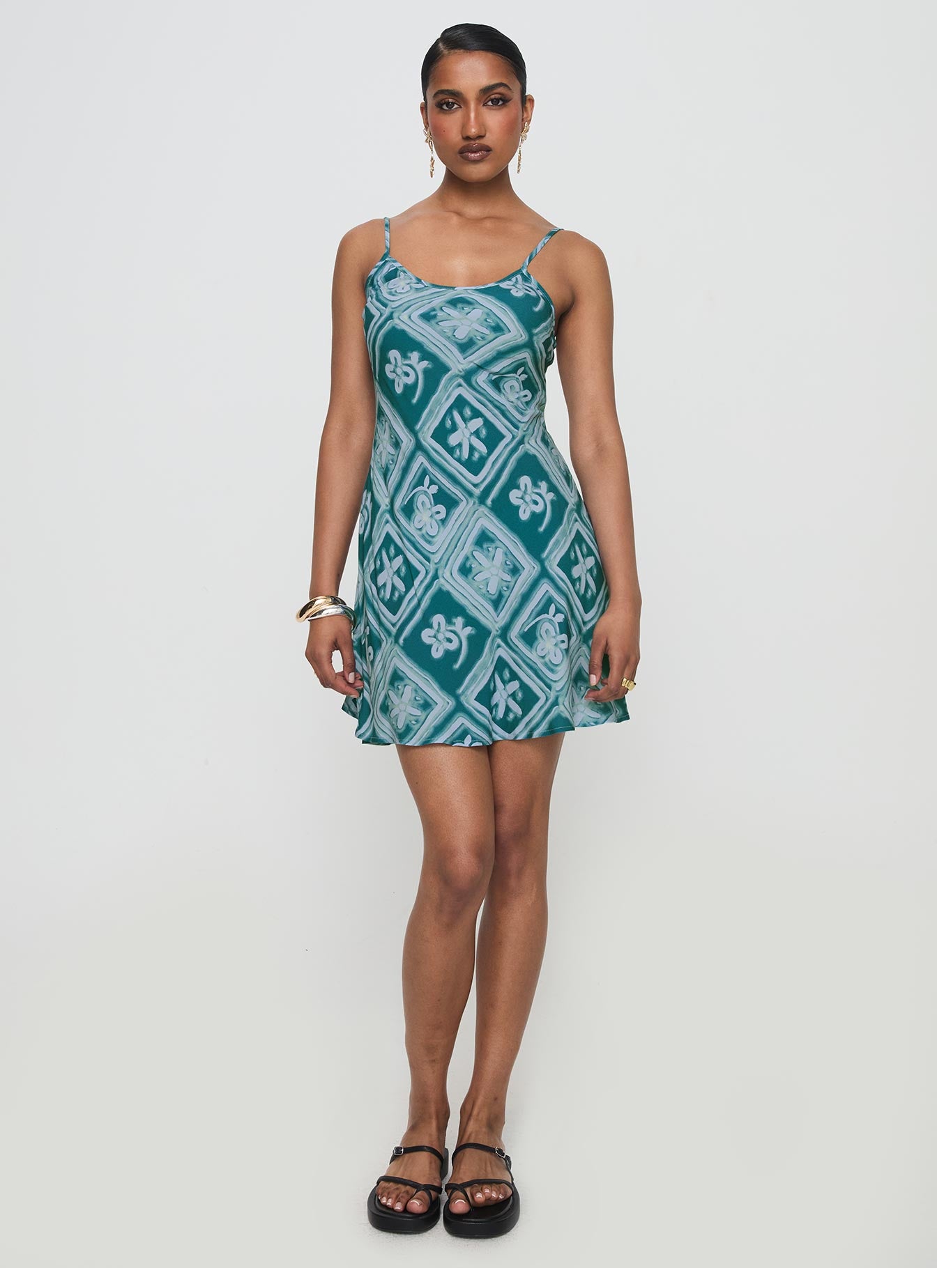 Vittorio Bias Cut Mini Dress Blue、mySite、solidvoid