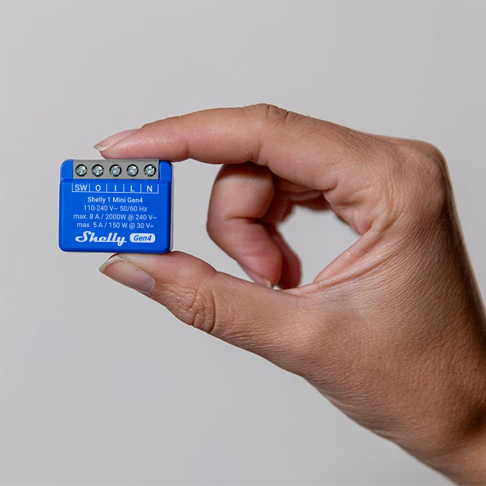 Shelly 1 Mini Gen4 - Módulo para Interruptor 1 botão ou Portão de Garagem 8A WiFi/BT/Zigbee、mySite、fannypackpong