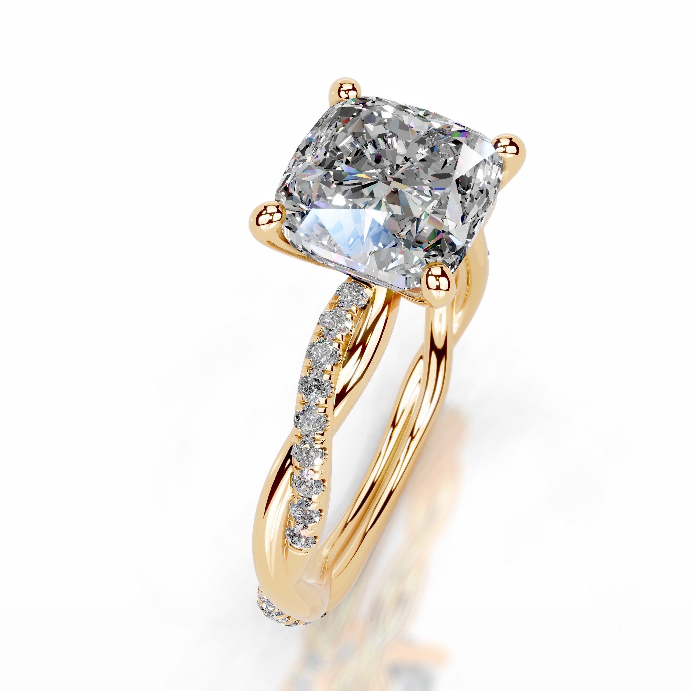 Crystal Moissanite & Diamonds Ring - 18K Yellow Gold、mySite、hinf8tx79