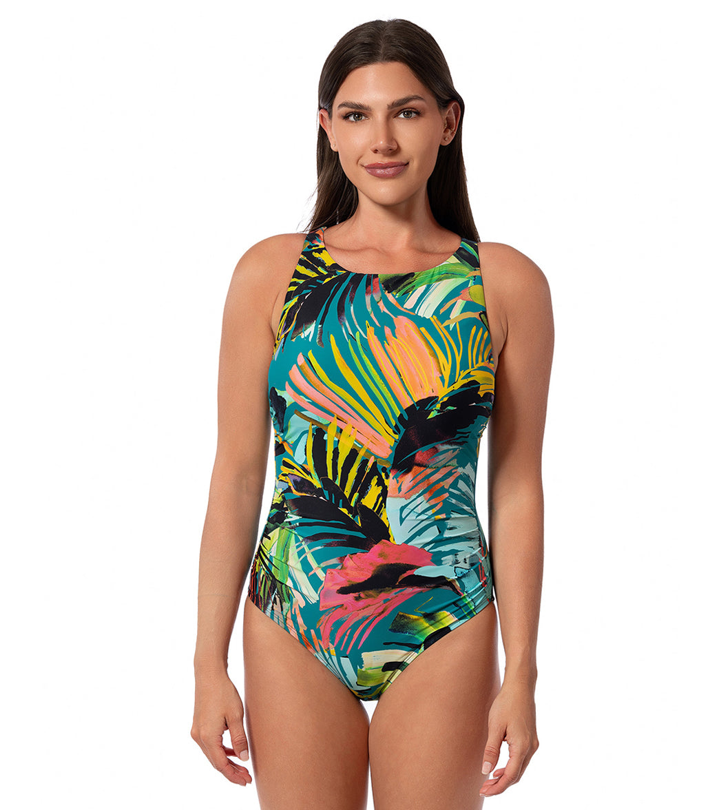 Jantzen Women's Sunset Magic Layla High Neck One Piece Swimsuit、mySite、noshort