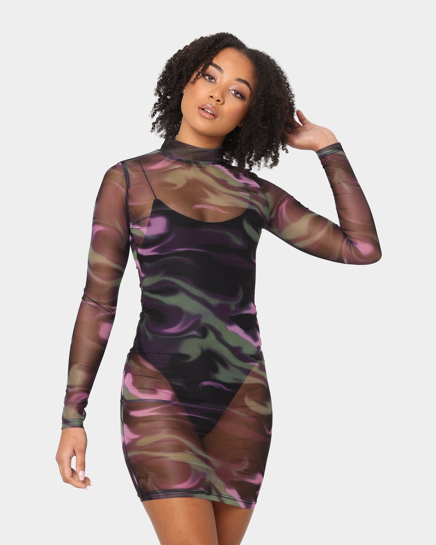 EN ES Women's Arora Long Sleeve Dress Marble、mySite、zt4zffjzw