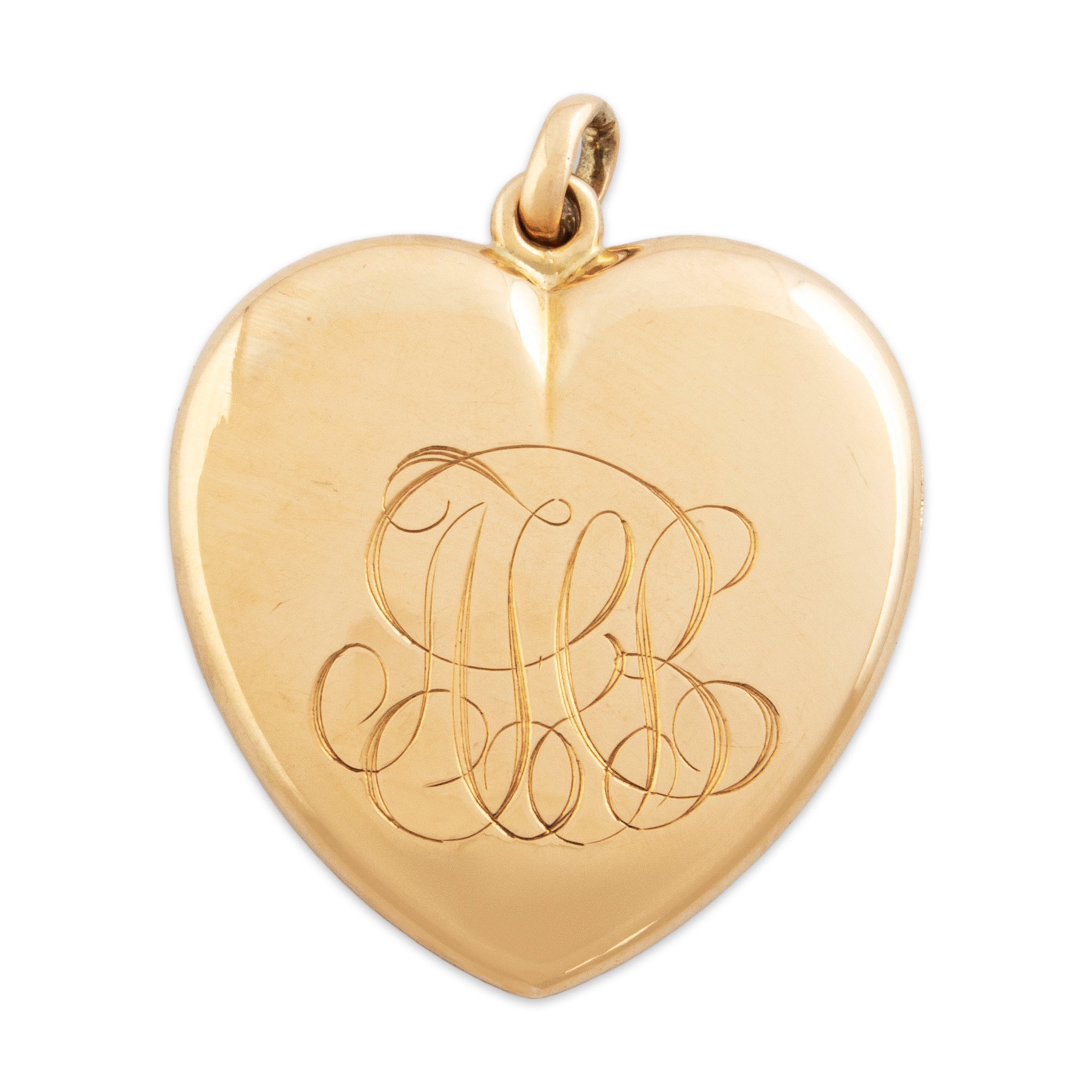 Antique Large 14k Yellow Gold Engraved Floral Heart Locket Pendant、mySite、hinf8tx79