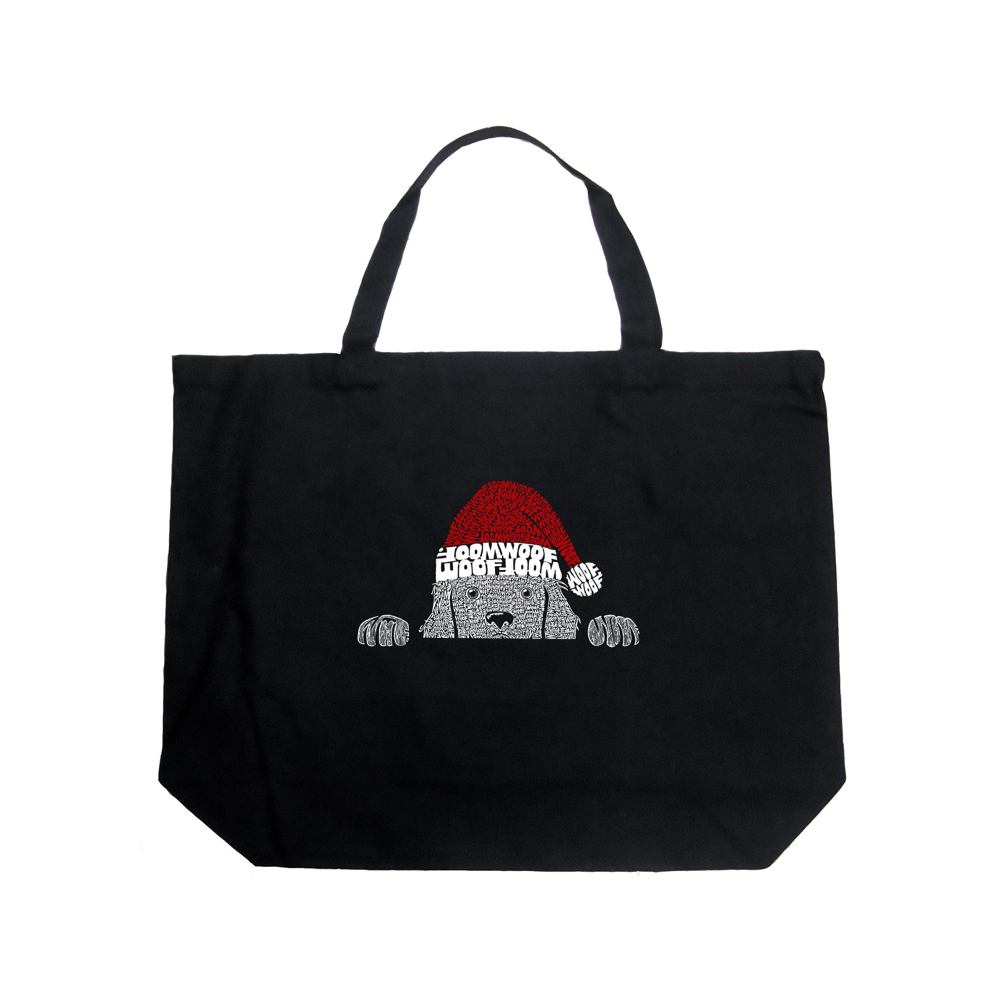 Christmas Peeking Dog - Large Word Art Tote Bag、mySite、camillekostekn