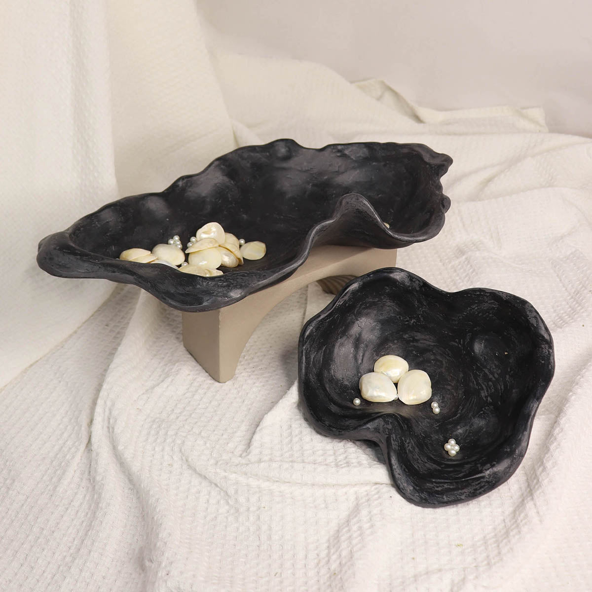 Marble Serving Bowl Platter | Black | Set of 2、mySite、camillekostekn