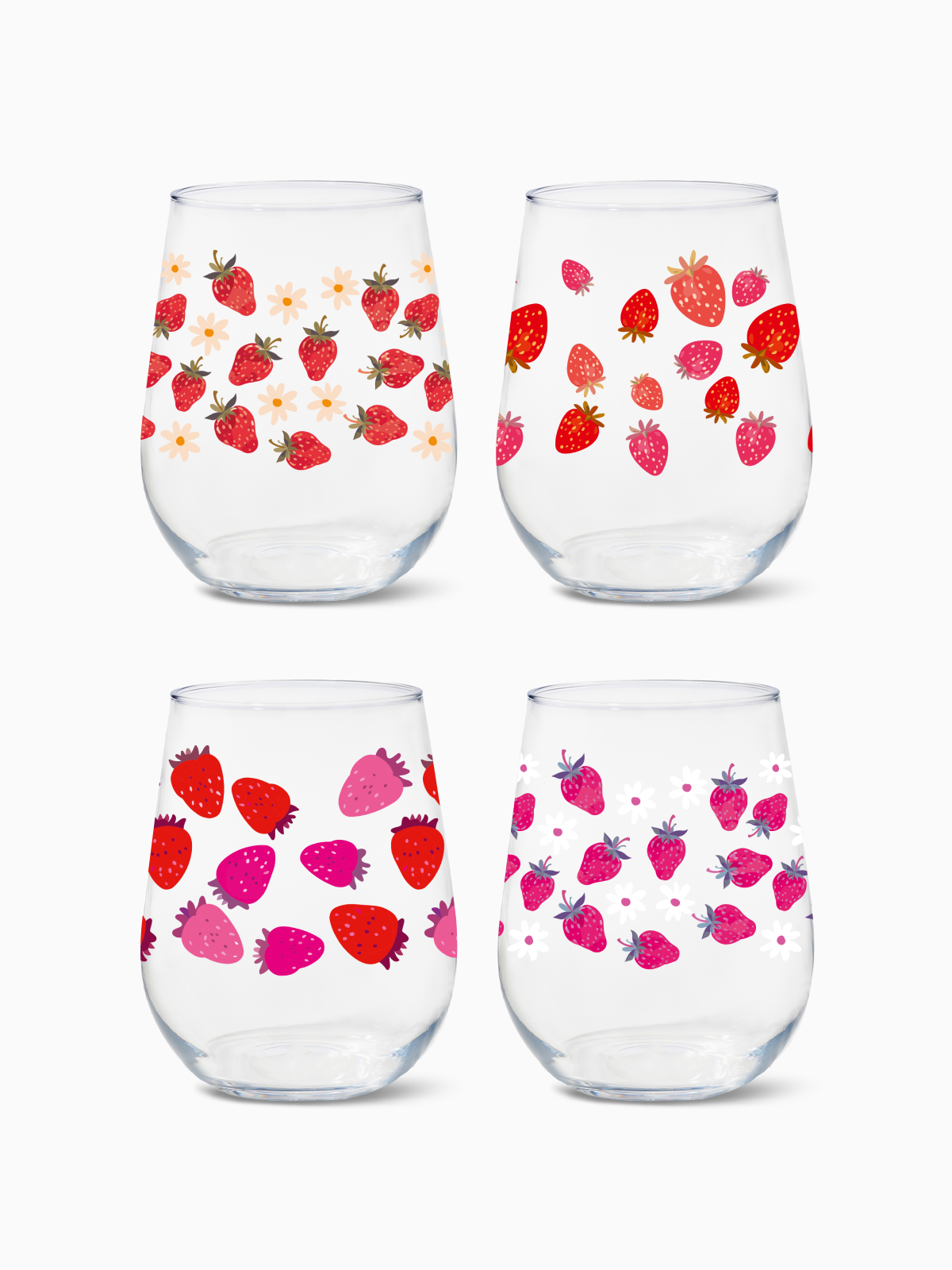 Strawberry Bliss - RESERVE 16oz Stemless Wine Tritan Copolyester Glass、mySite、camillekostekn