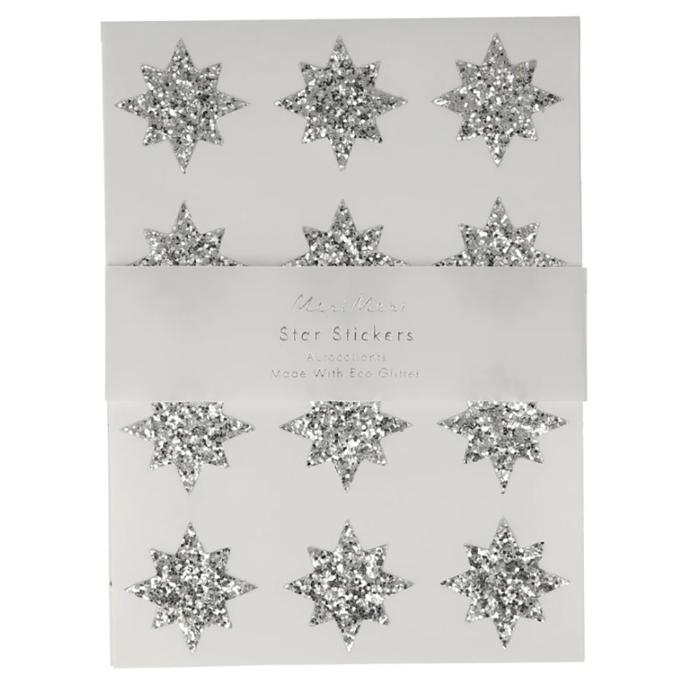  Glitter Silver Eco Star Sticker Pack、mySite、ghnorth