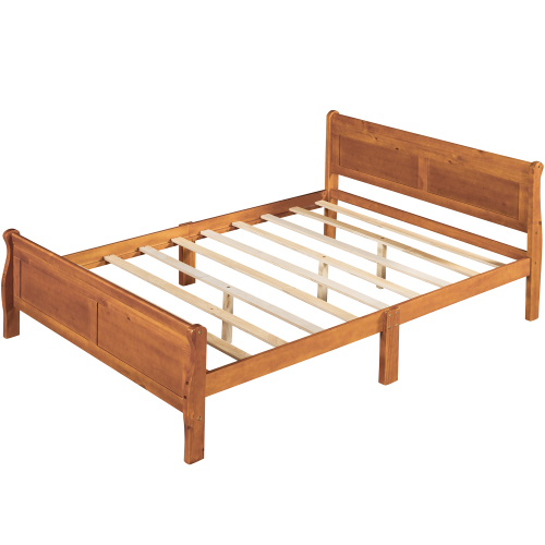 Wood Platform Bed Twin Bed Frame Mattress Foundation Sleigh Bed with Headboard/Footboard/Wood Slat Support、、casual