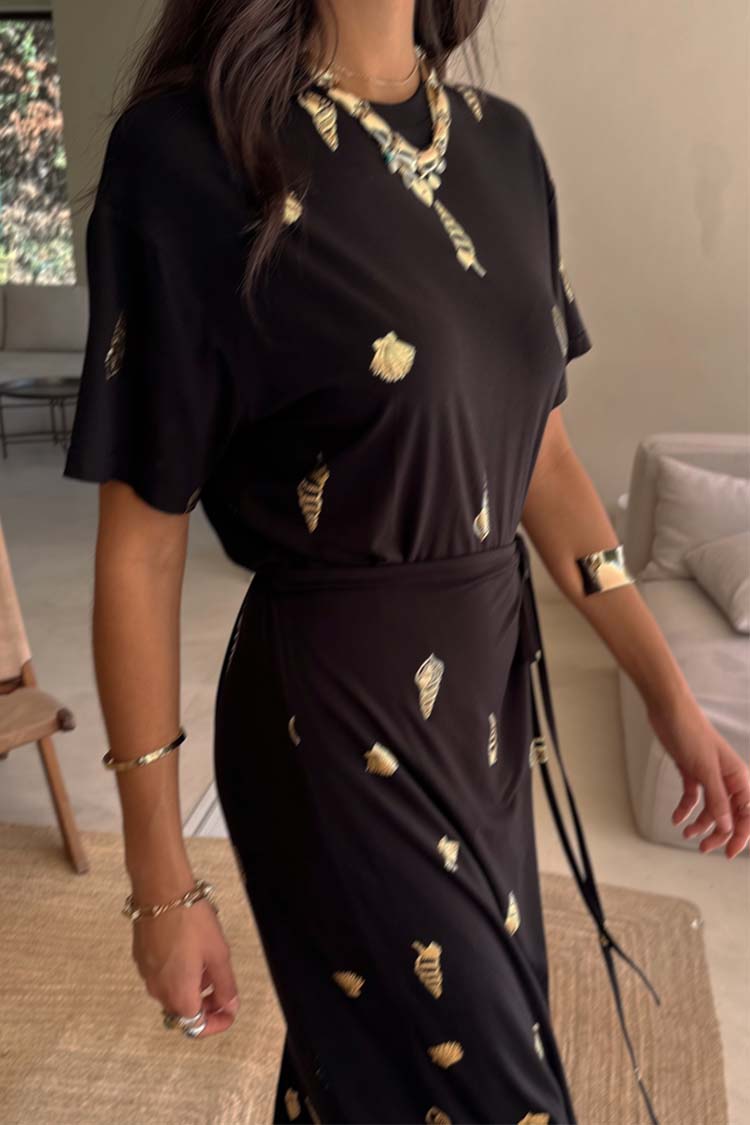 Black Shell Midi Leia Dress Petite、mySite、solidvoid