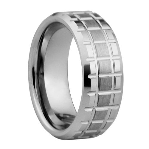 Carved Tungsten ring - two tones- 8mm wide、mySite、topwebapps
