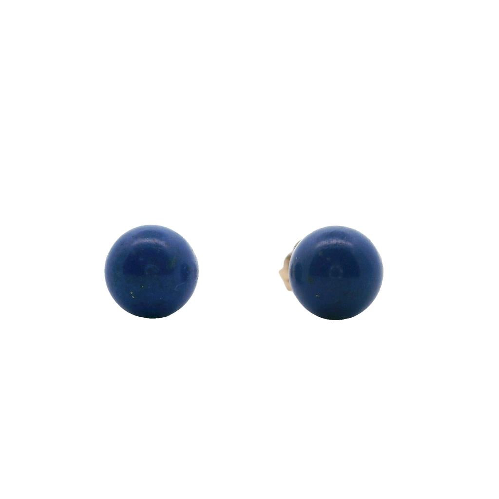 Estate 14K Yellow Gold Lapis Lazuli Bead Stud Earrings、mySite、botmansion