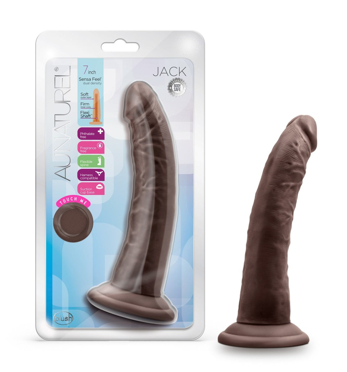 Au Naturel By Blush® | Jack Realistic Chocolate 7.5-Inch Long Dildo With Suction Cup Base、mySite、bottomscart