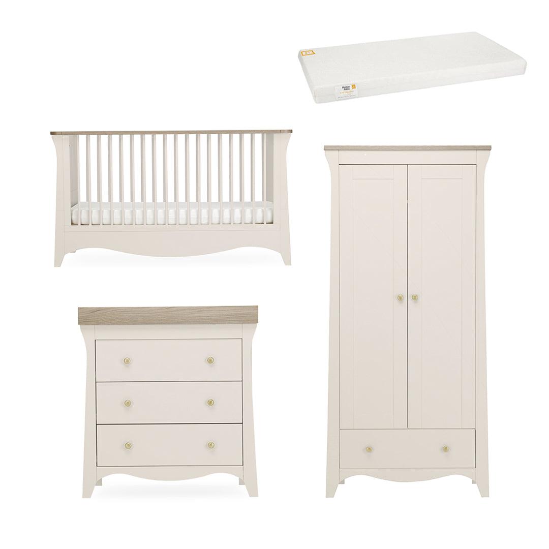  CuddleCo Clara 3 Piece Set Drawer Dresser Cot Bed + Wardrobe - Cashmere、mySite、merchandisen