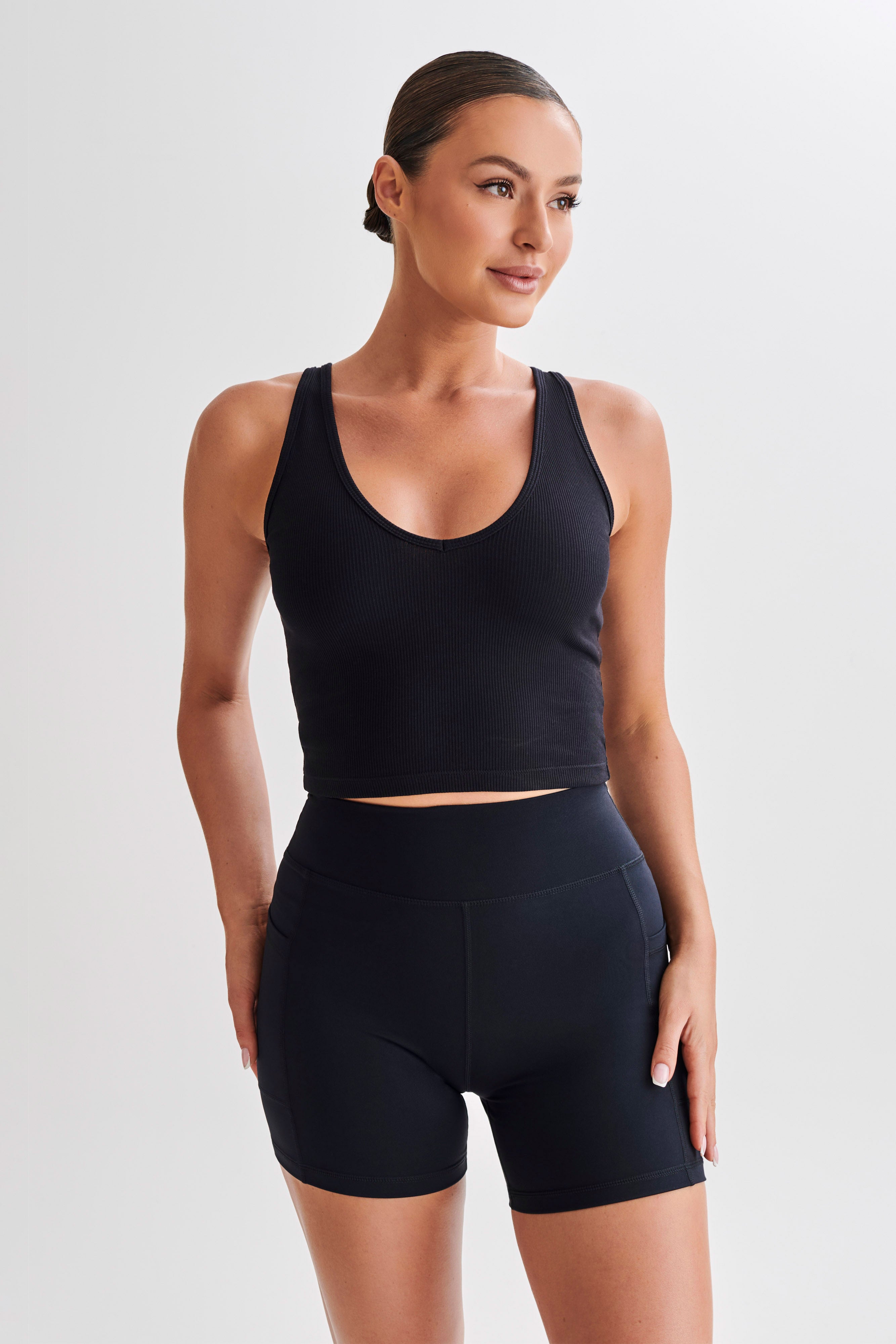 Rory Ribbed Yoga Top - Black、mySite、solidvoid