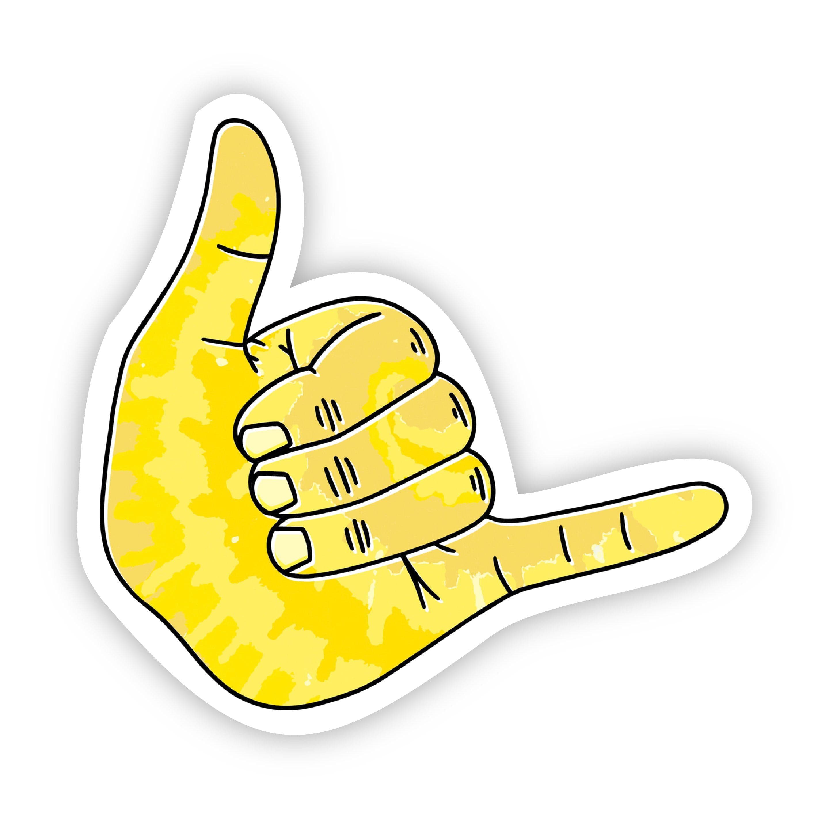  Shaka Yellow Aesthetic Sticker - Hang Loose、mySite、elrpsem3k