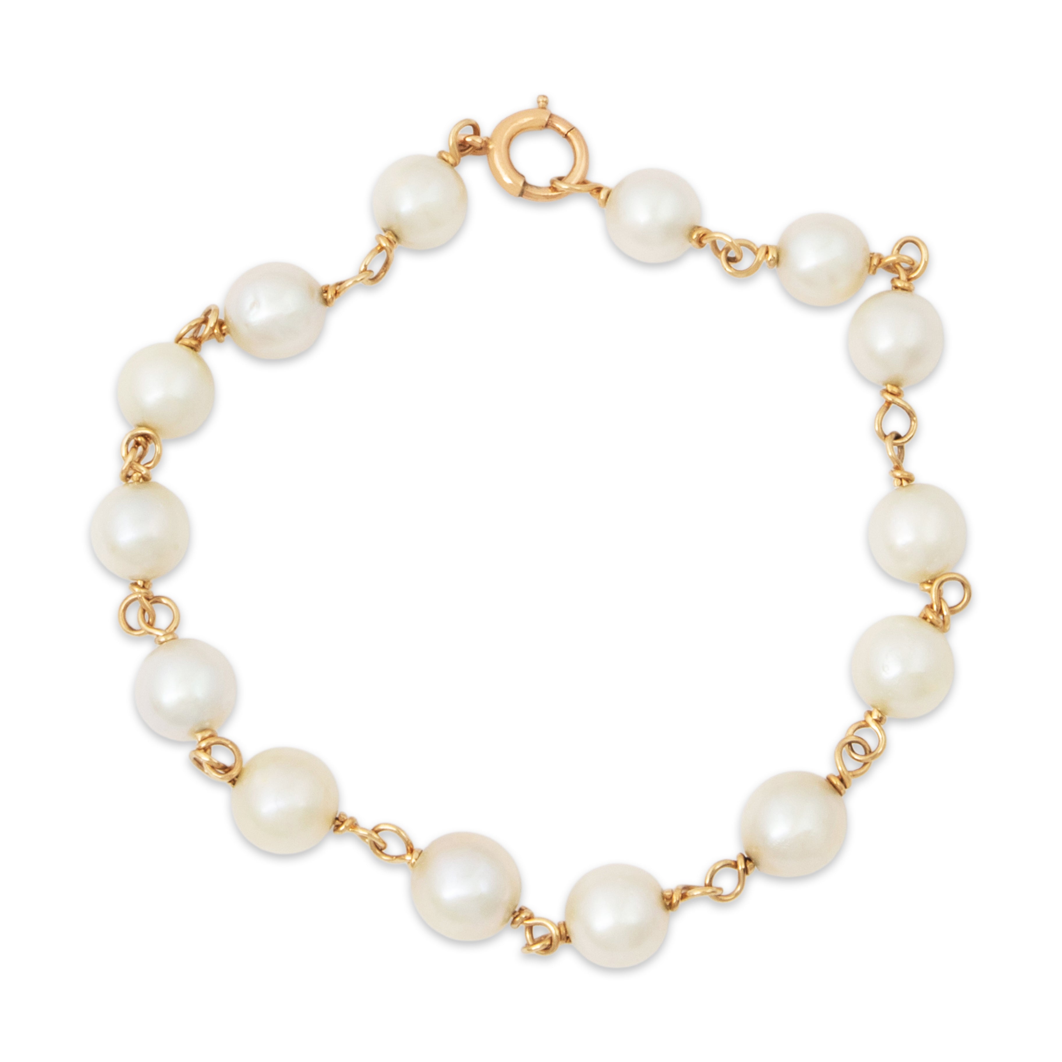 Vintage 14k Yellow Gold Pearl Beaded Station Bracelet 6.5、mySite、hinf8tx79