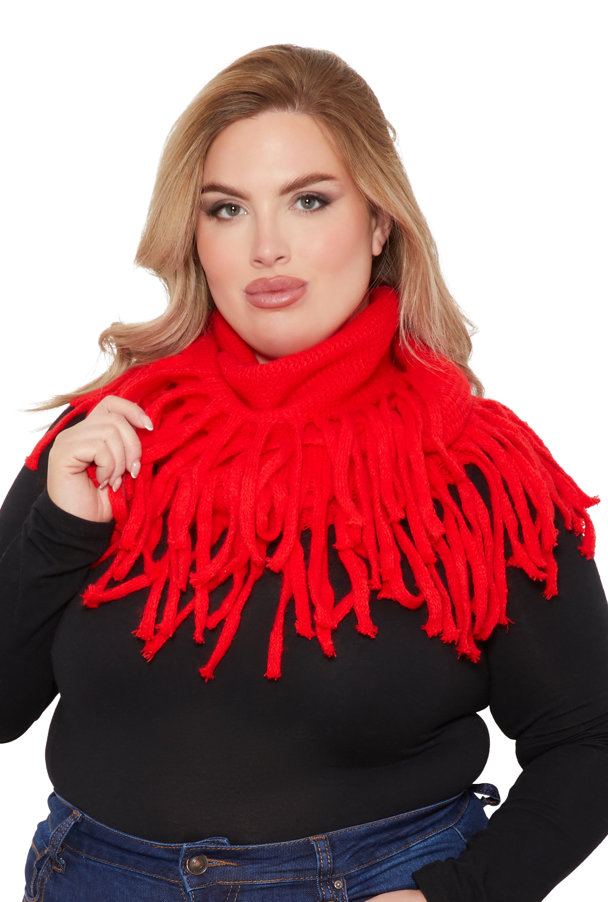 Solid Fringe Infinity Scarf、mySite、camillekostekn