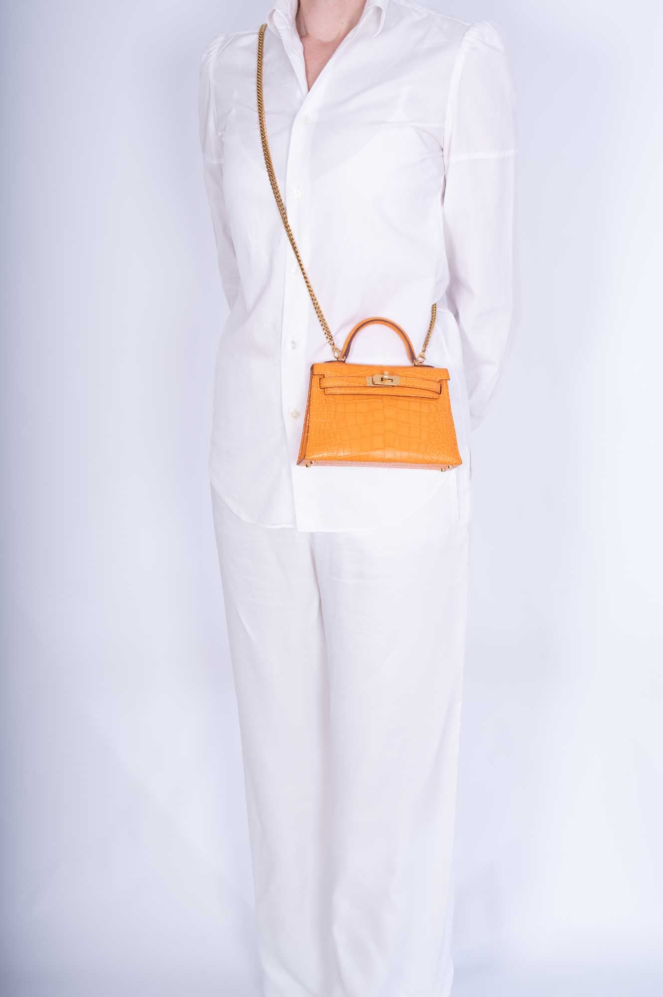 Hermès Kelly 20 Mini II Sellier Apricot Matte Alligator Gold Hardware、mySite、garminoutage.com