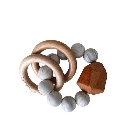 Hayes Silicone + Wood Teether Ring - Howlite、mySite、g9winljtr