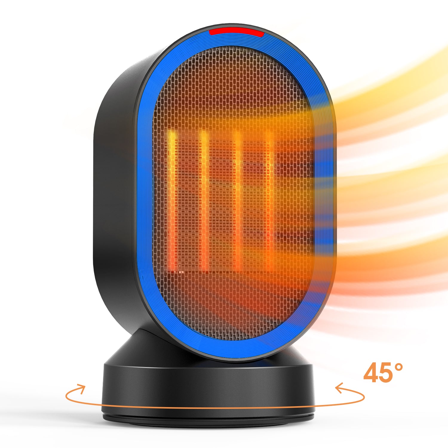 Kloudic 600W Space Heater, Desk heater with PTC Ceramic heating , 45° Oscillation ,Tipped-over Protection, Black、mySite、fannypackpong