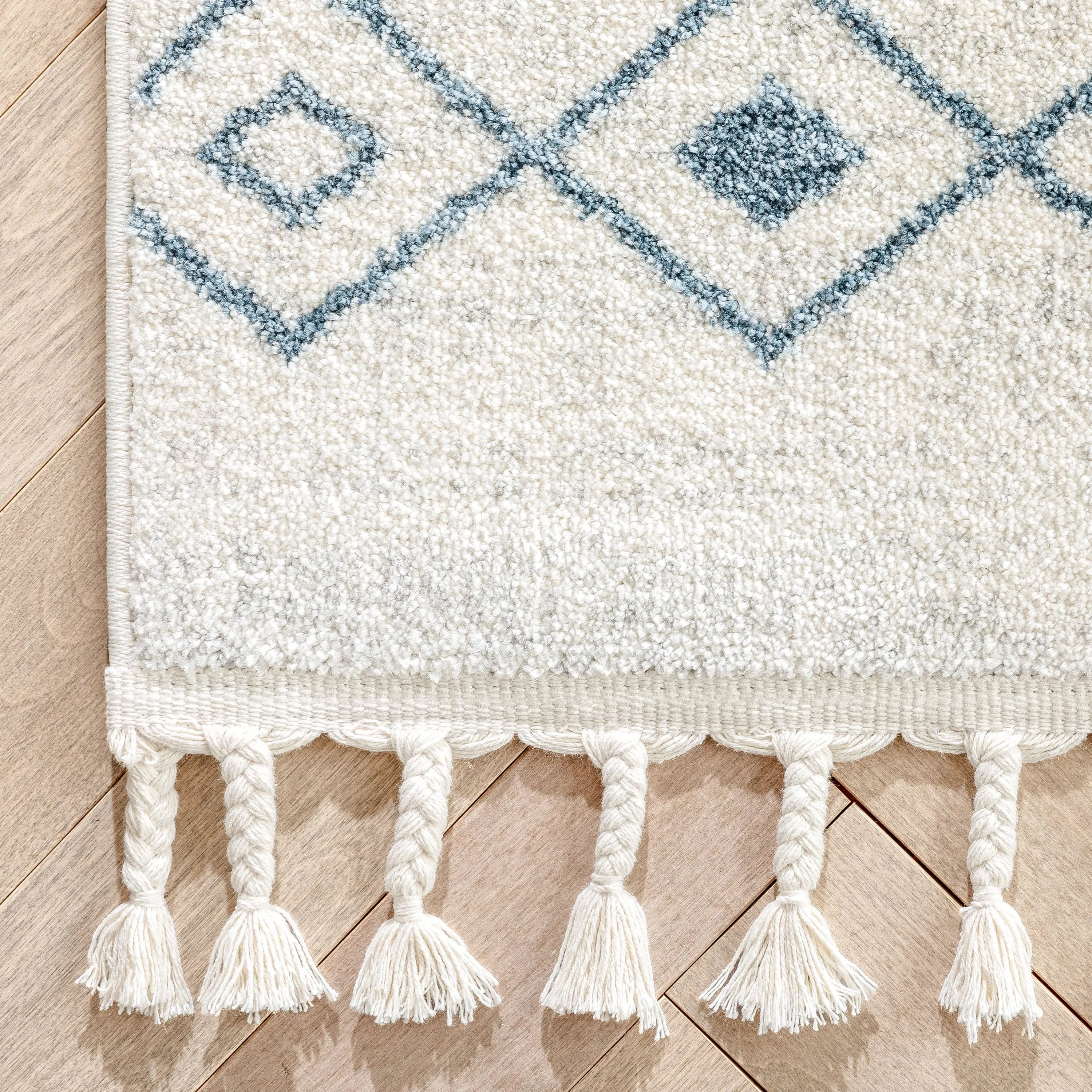 Transistora Nordic Tribal Trellis Pattern Light Blue Ivory Rug、mySite、gigharbornorthrealestate