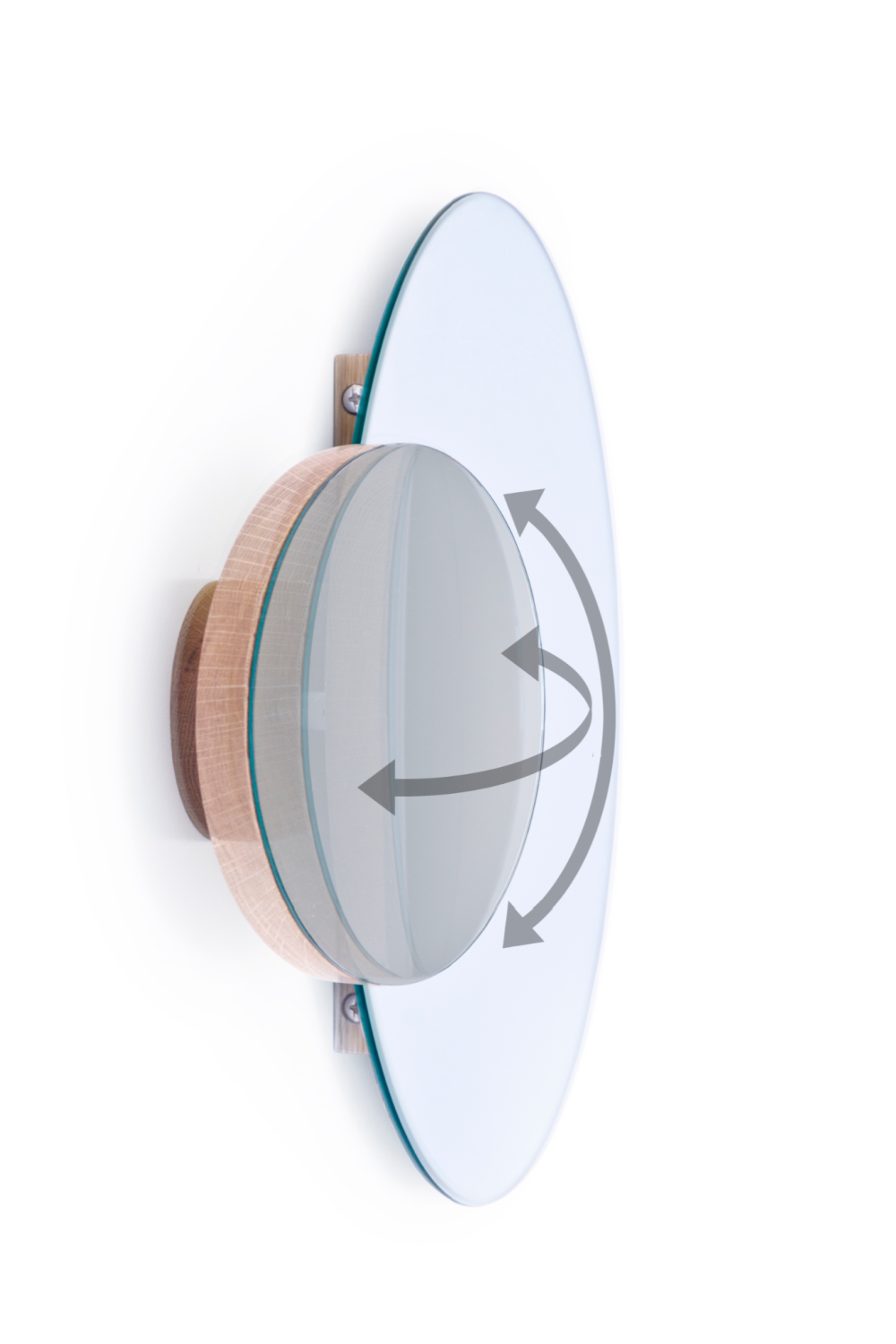 Oak Round Wall Mirror with Fixed Magnifier | Wireworks Eclipse、mySite、neckold