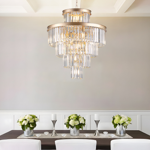 (Same as W1340P188536)Golden Luxury Crystal Chandelier Modern Chandeliers Lights Fixture Hanging Pendant Light Fixture for Dining Room Bedroom Living Room Dia 23.6 Inch-Gold、、eastwooduniform