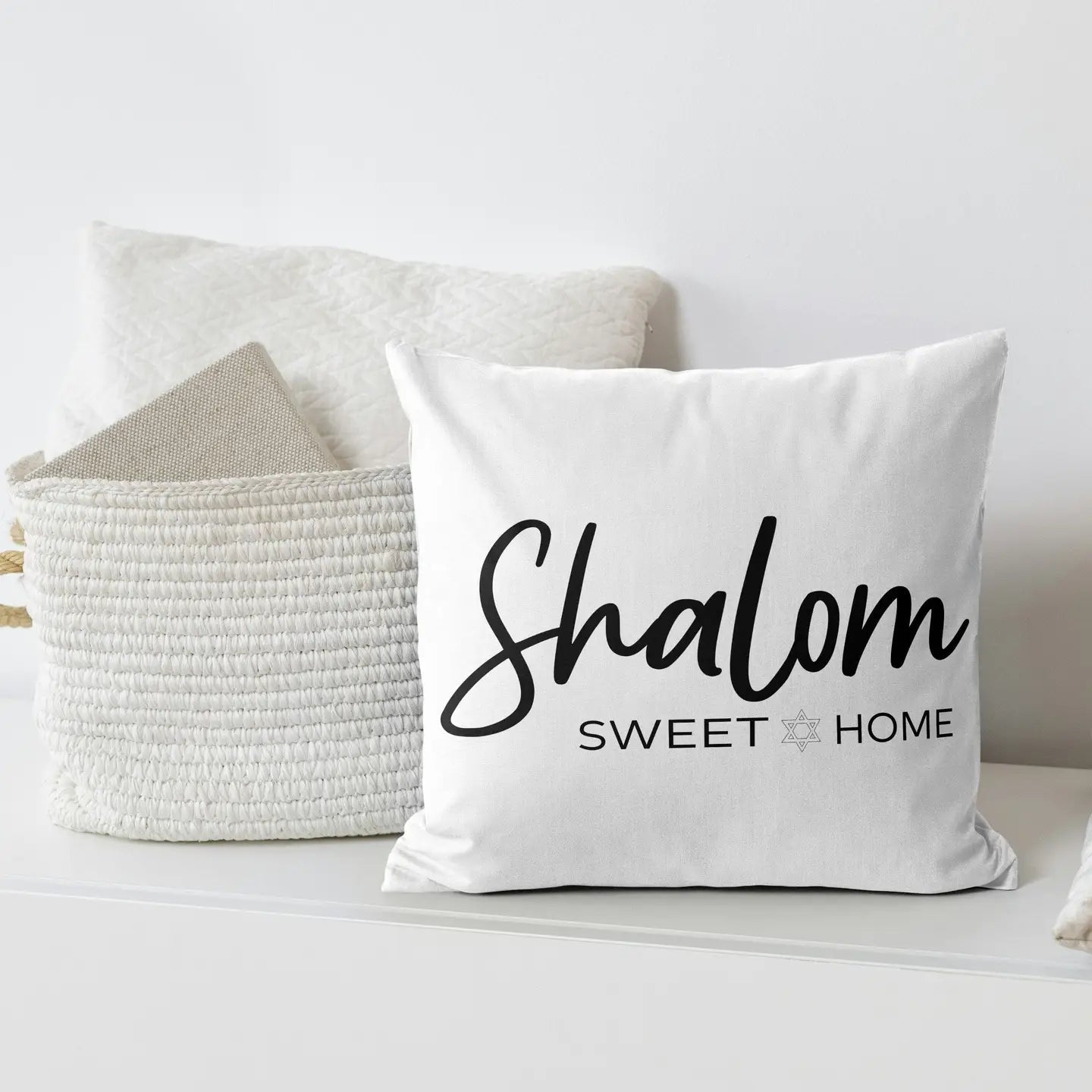  Shalom Sweet Home Throw Pillow、mySite、elrpsem3k