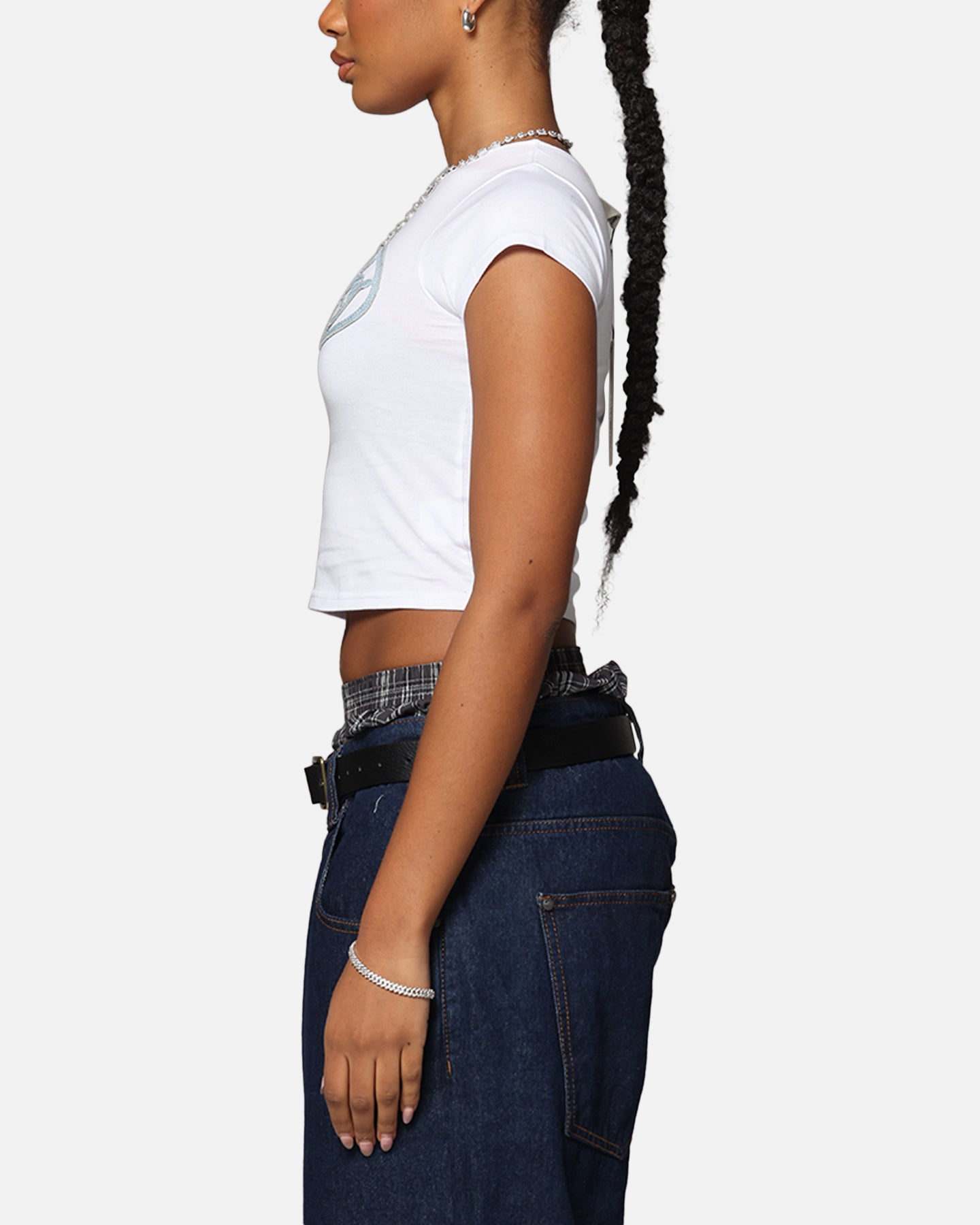 Ed Hardy Women's Distressed Logo Baby T-Shirt White、mySite、zt4zffjzw