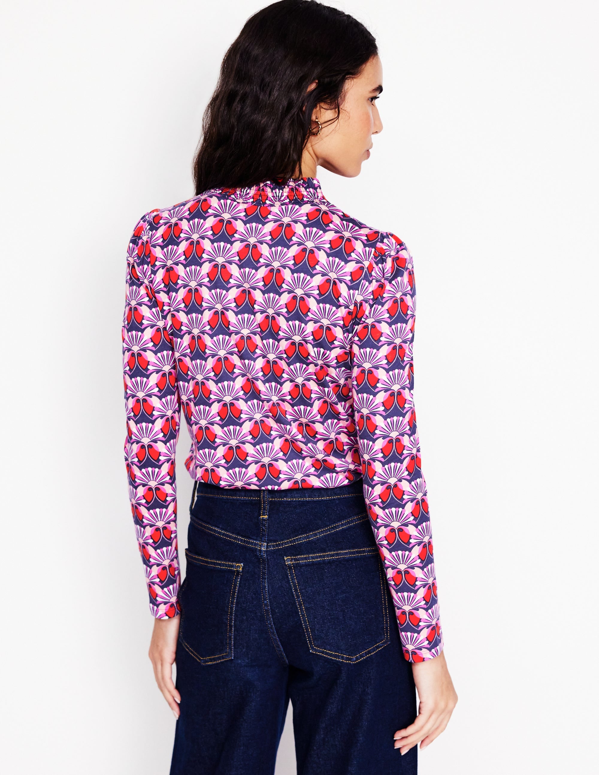  Smocked Neck Printed Top-Poppy Red, Daisy Bloom Geo、mySite、ashleygrahame