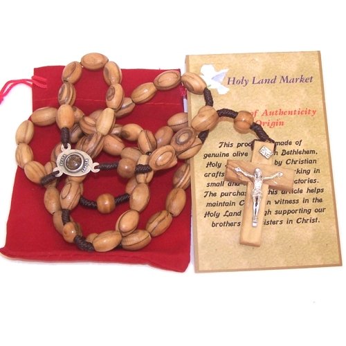  Long Threaded olive wood Rosary with 12mm oval beads and Soil Center - Velvet...、mySite、elrpsem3k