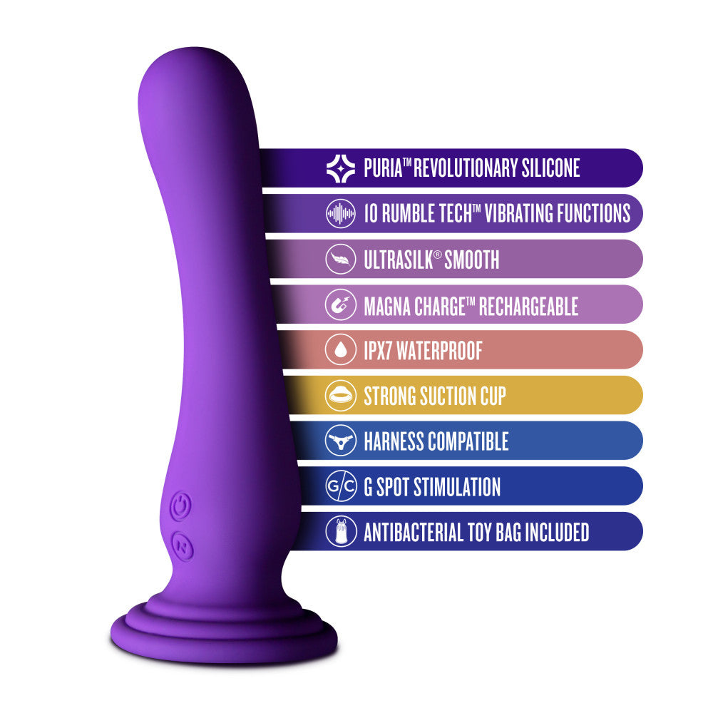 Impressions By Blush® | Ibiza Curved G-Spot Plum 7.75-Inch Long Rechargeable Vibrating Dildo With Suction Cup Base、mySite、bottomscart