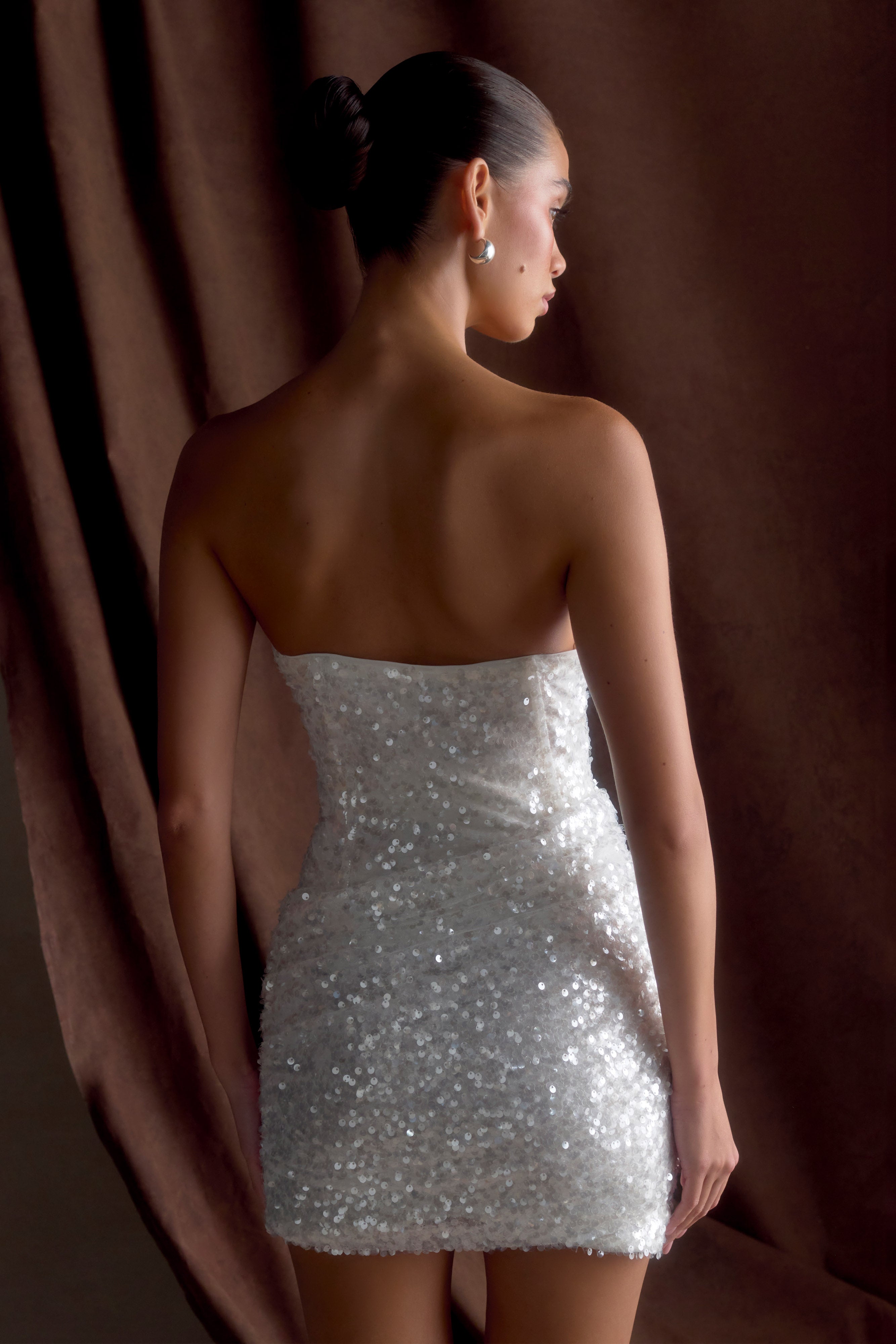 Nala Strapless Sequin Mini Dress - White、mySite、solidvoid